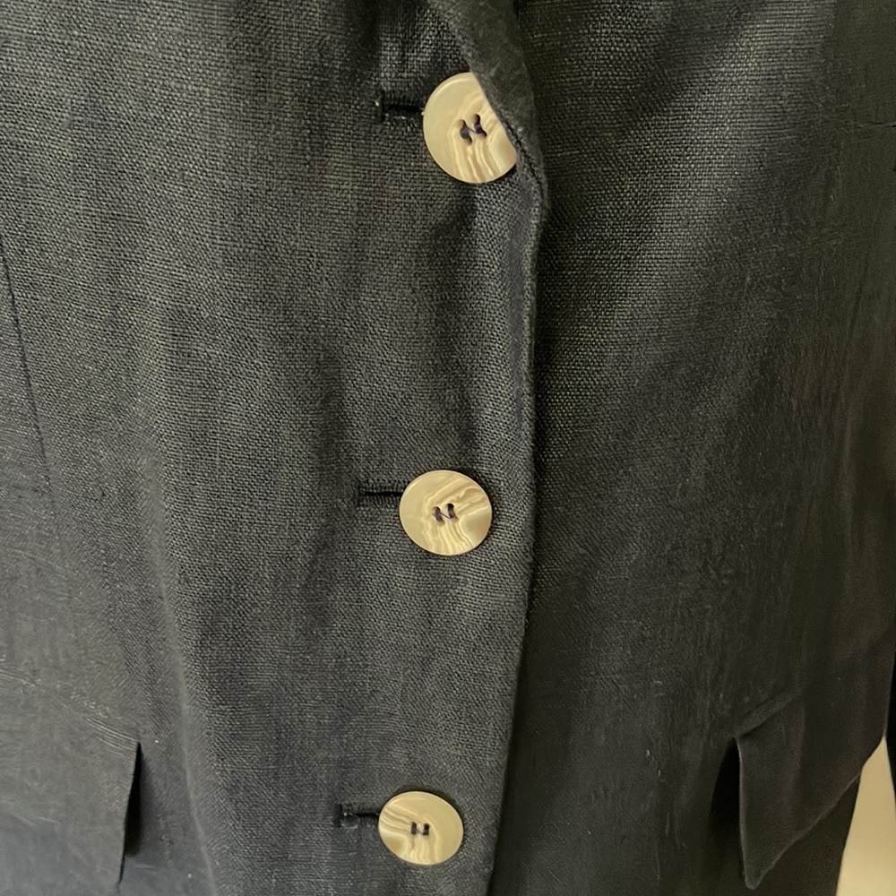 Navy Blue Linen Jacket - Picture 2 of 5